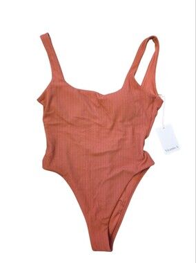 Vitamin A Rust Ribbed One-Piece Swimsuit